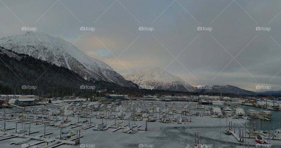 Frozen Alaskan harbor 