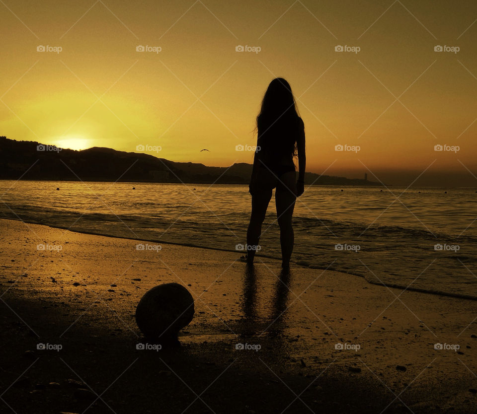 beach woman sunrise reflection by a.sanz.barrio