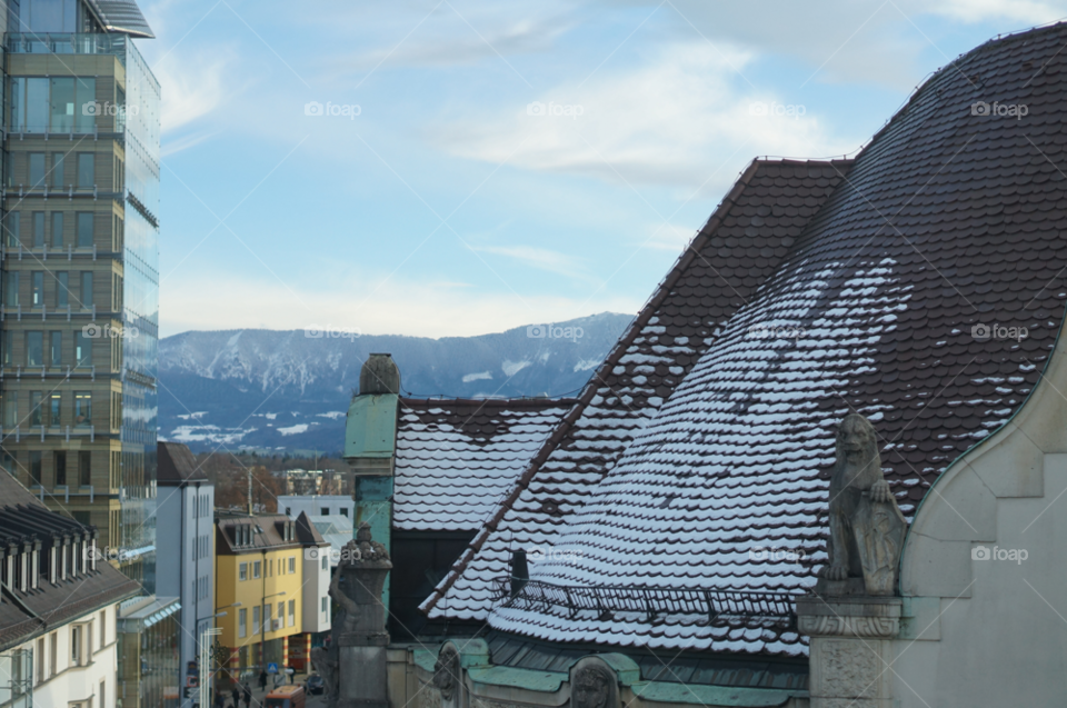 snow winter roof mountains by lexlebeur