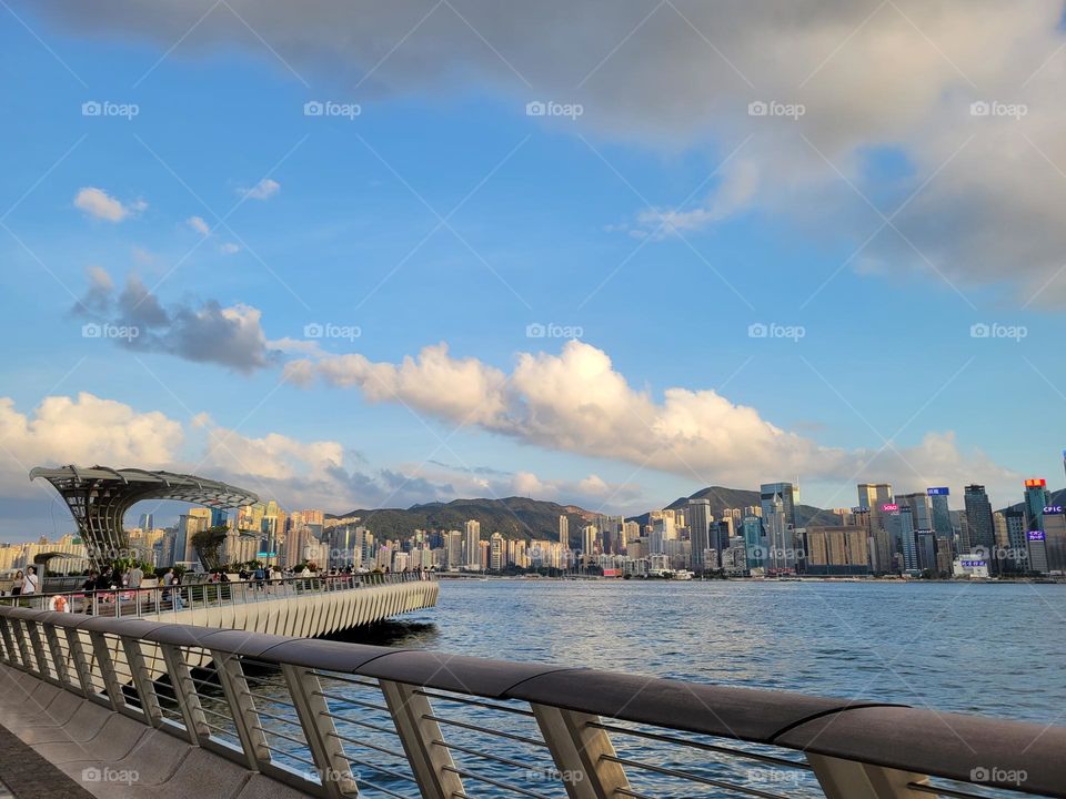 Walking along Star Avenue TST Promenade Hong Kong