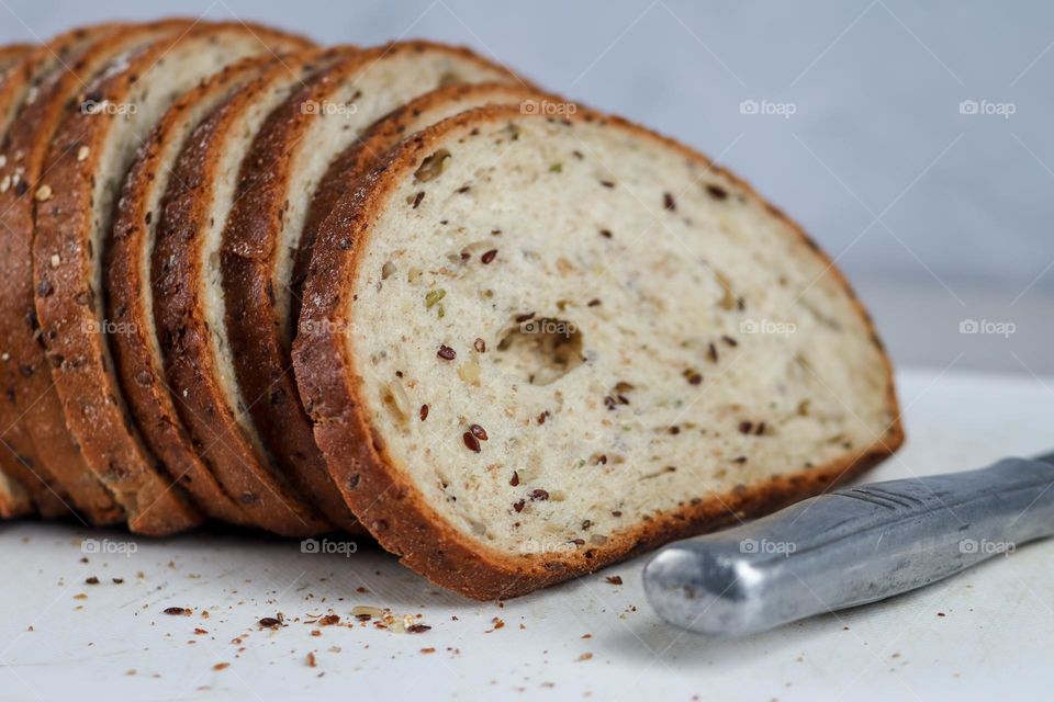 Cutting a loaf of bread