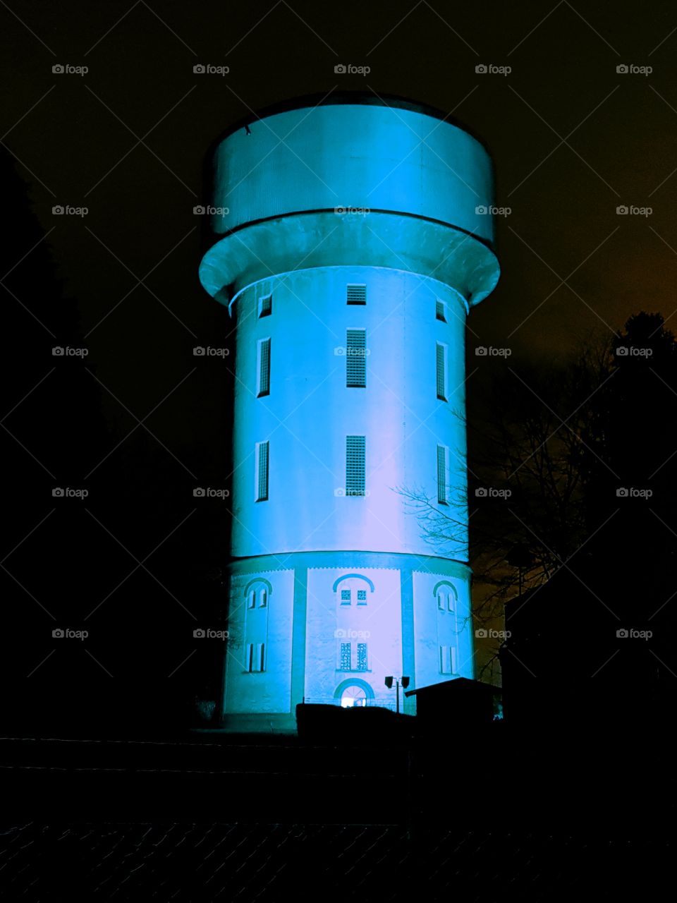 Water tower blue