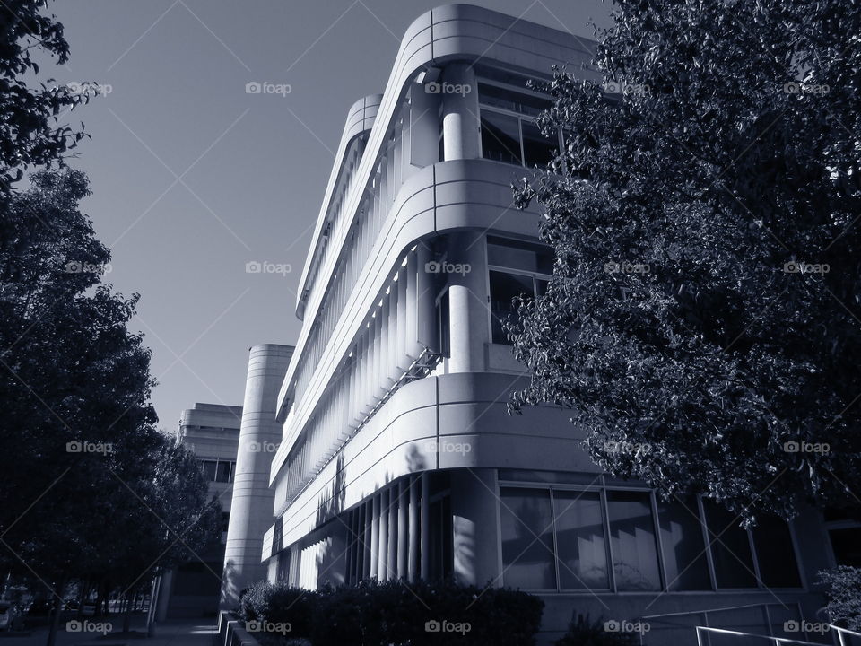 black and white architecture. downtown Sacramento taking pictures