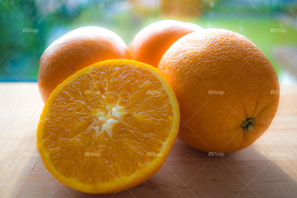 Oranges on the kitchen counter