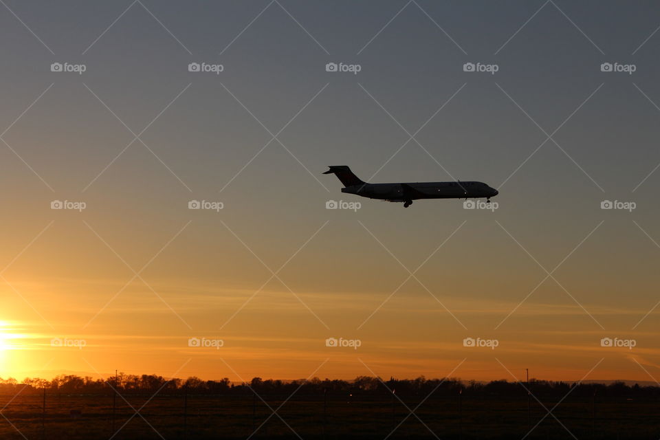 airplane sunset