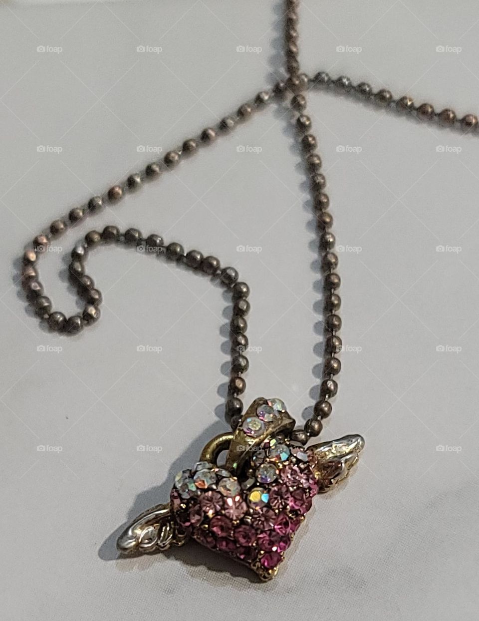 Rhinestone pendant necklace in Barbie colors