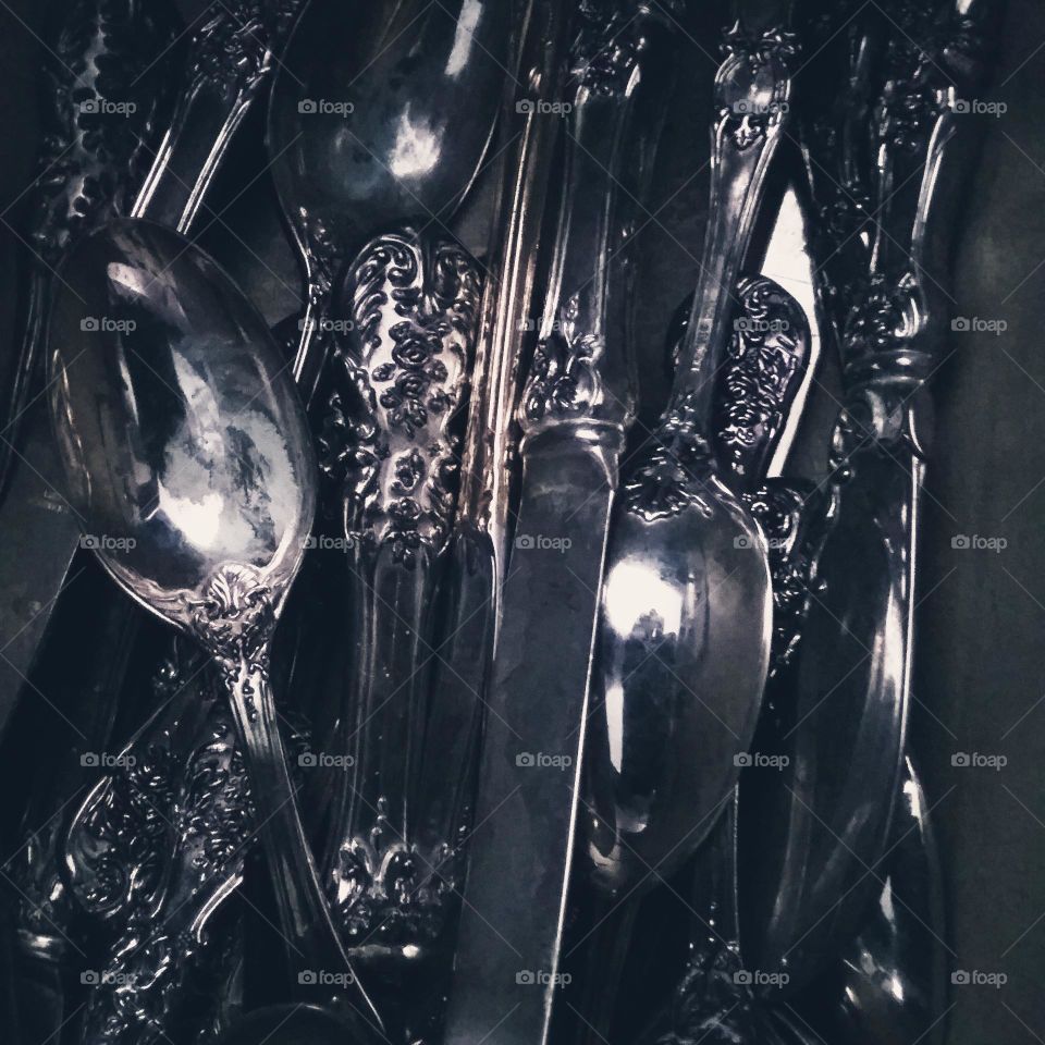 a photograph of silverware