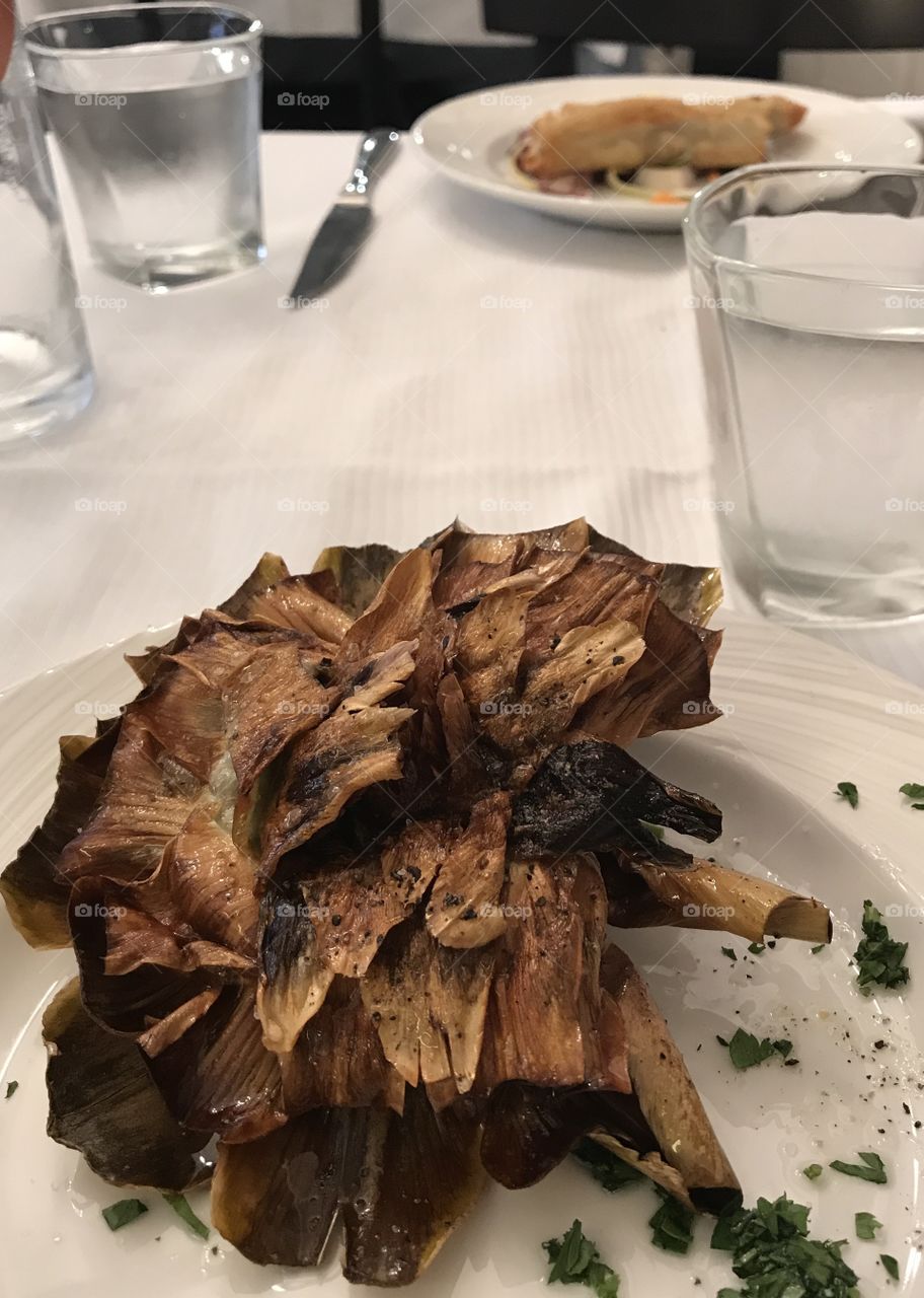 Grilled Artichoke in Rome, Italy 