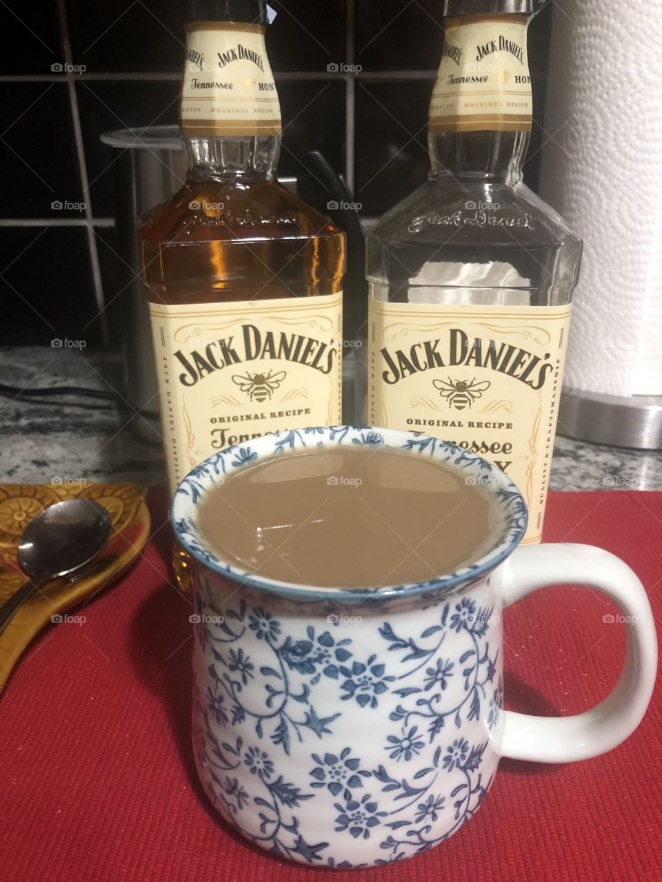 My Version of a Hot Toddy. Café Bustelo with a Shot of Jack Daniel’s Tennessee Honey Whiskey. No Sugar Required.