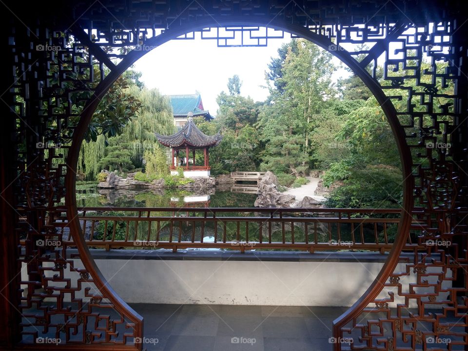 An image of a Chinese garden in British Columbia.