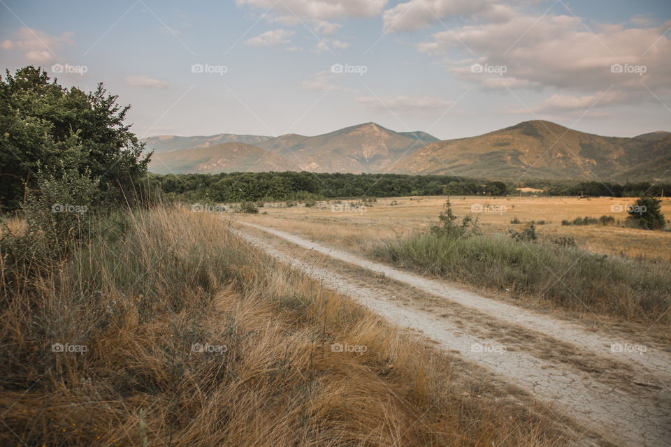 Car trip. Road through mountains in Crimea