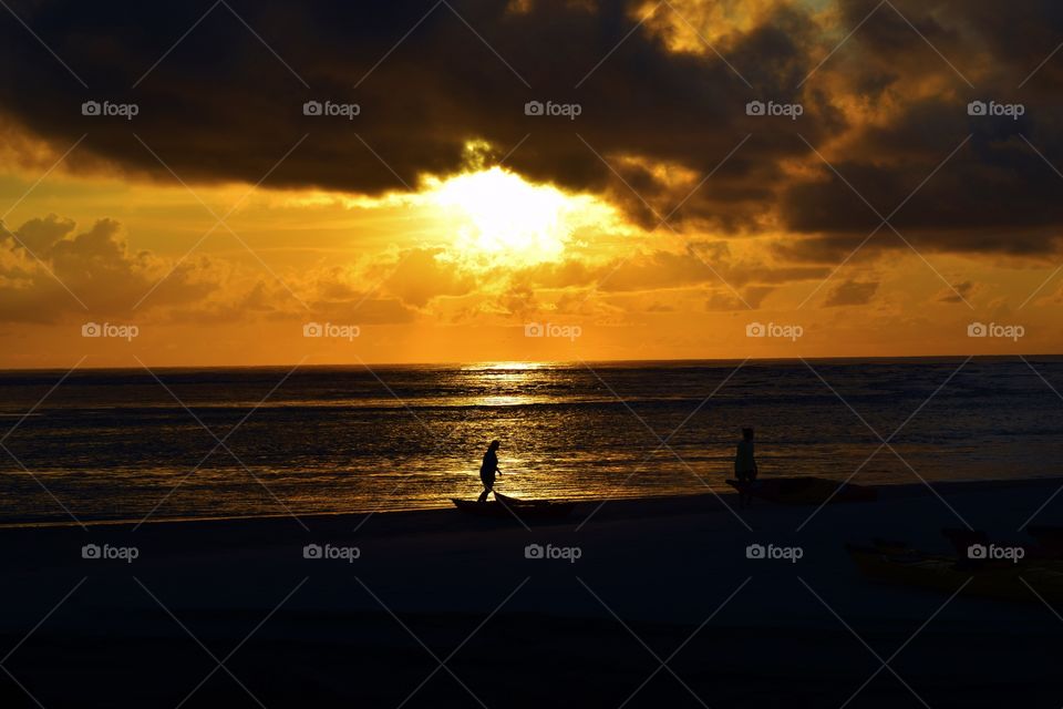 Silhouettes on the beach