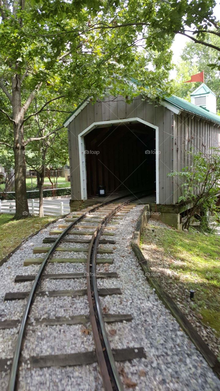 Rail road tracks bridge