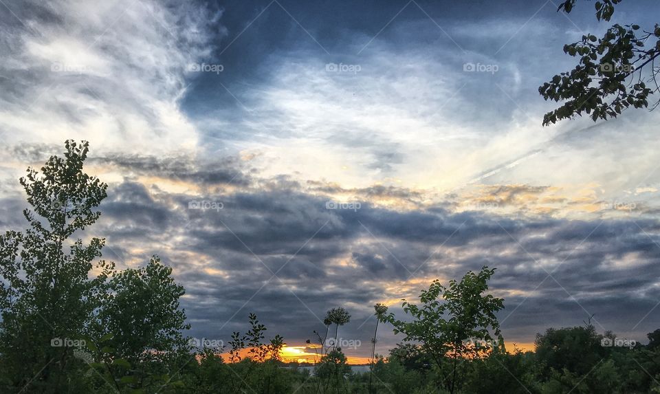 Cloudy sky at sunset