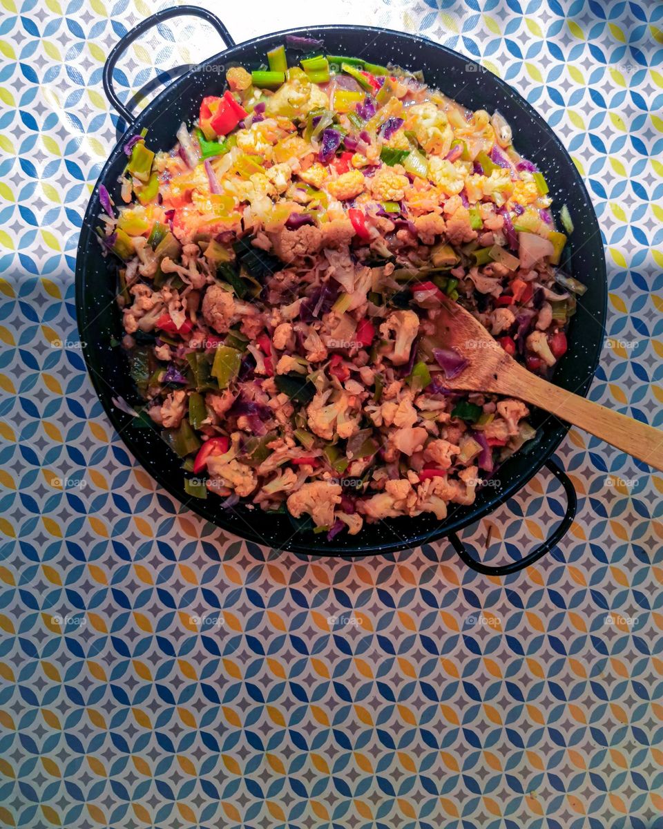 Vegetable stew in a skillet