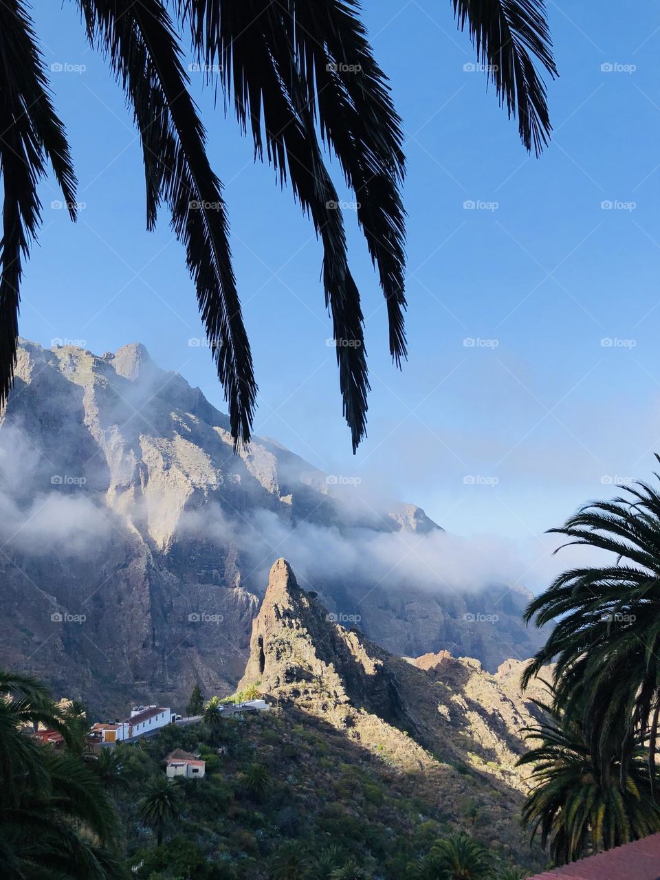 Idylic mountain village on the Atlantic ocean Island , Tenerife , Spain