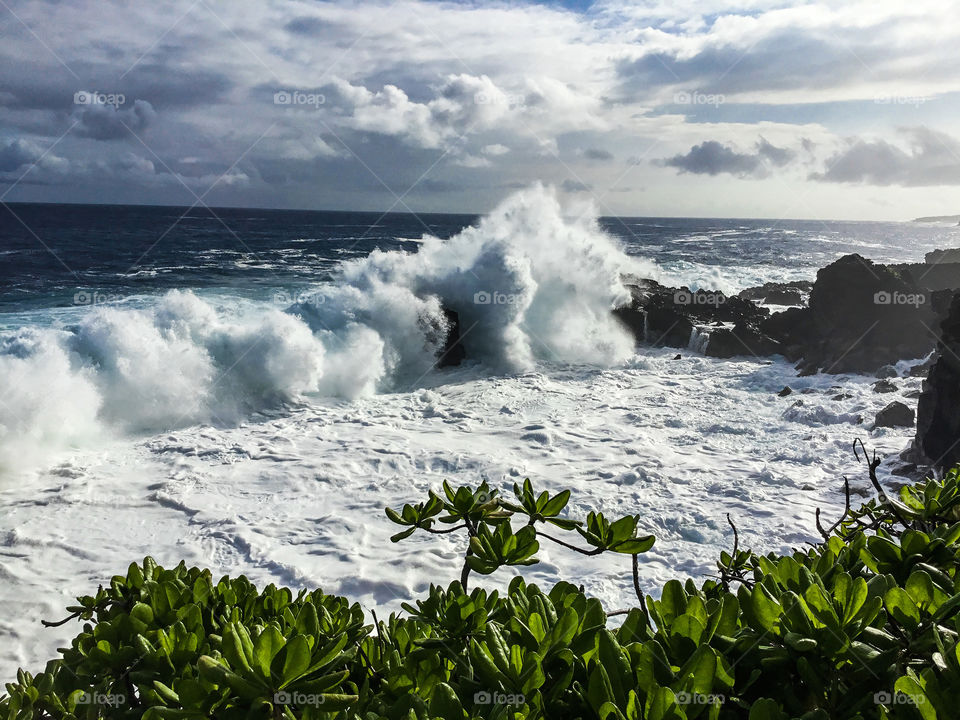 Big wave at Hawaiian Beaches