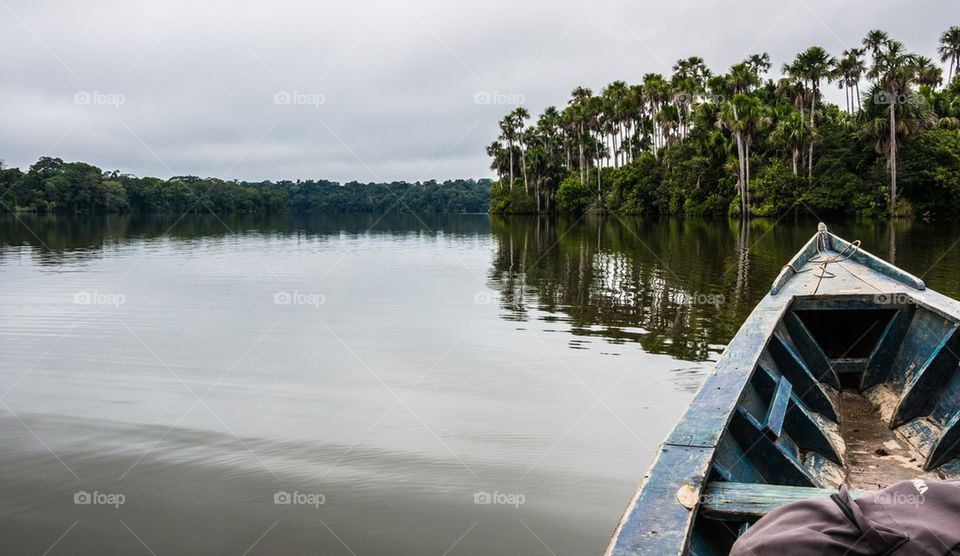 Boat at idyllic lake