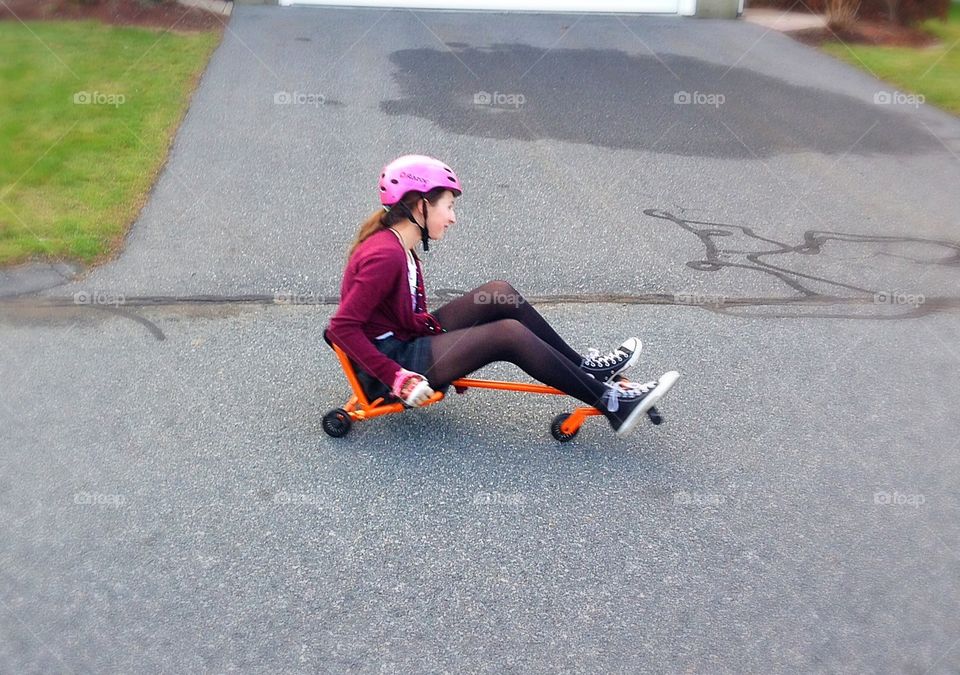 New toy - warm enough to try out her new toy the day after Christmas 