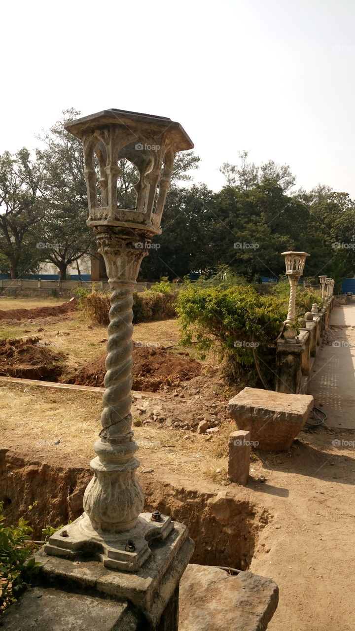 beautyfull old stone light lamp beautyfull design in one stone situated in 7 tomb hyderabad india