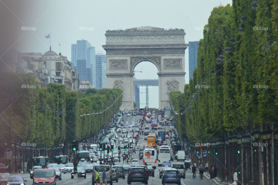 The Arc de Triomphe at rush hour! Paris Honeymoon, Summer, 2015. 
