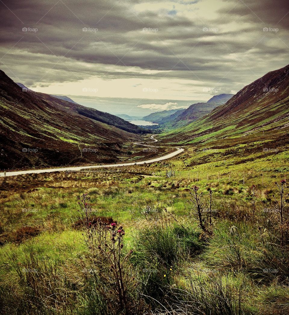 Road through the highlands of Scotland 