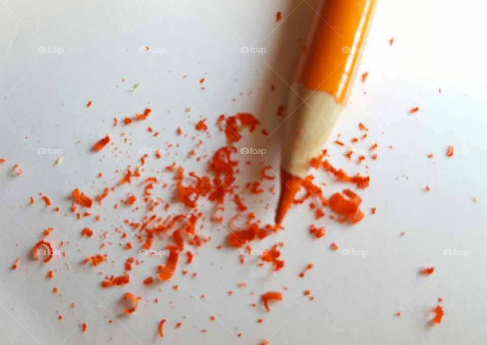 Orange Colored Pencil and Shavings