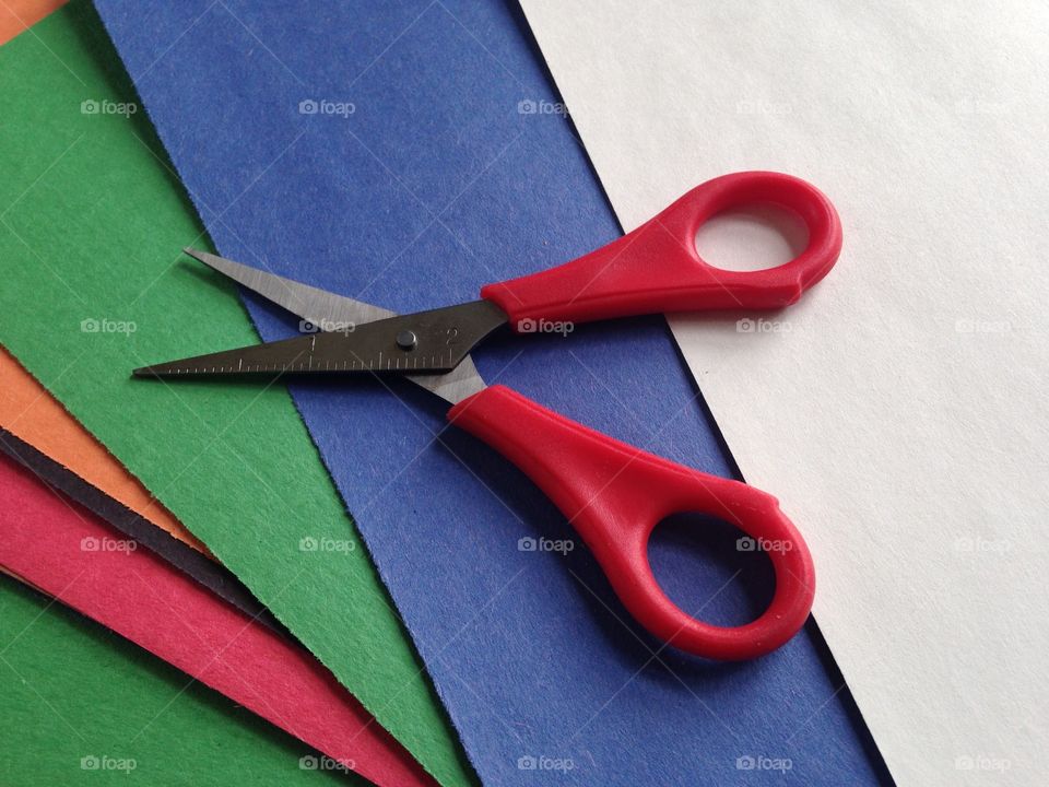 Colour corrugated paper and scissors