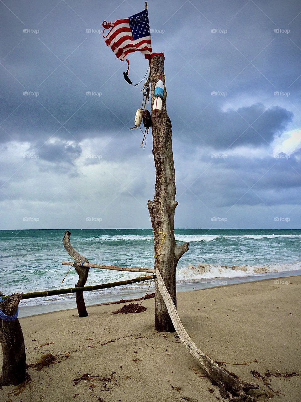 Foap Mission American Flag! Unique American Flag Raised On Driftwood On Trestles Beach Famous Surfing Spot In Southern California!