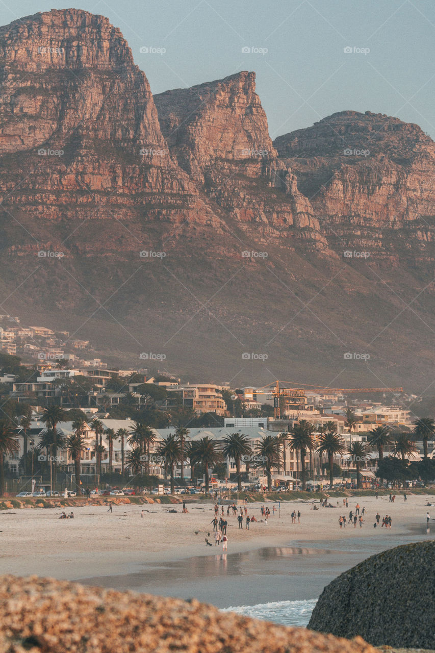 Golden hour beach cliffs