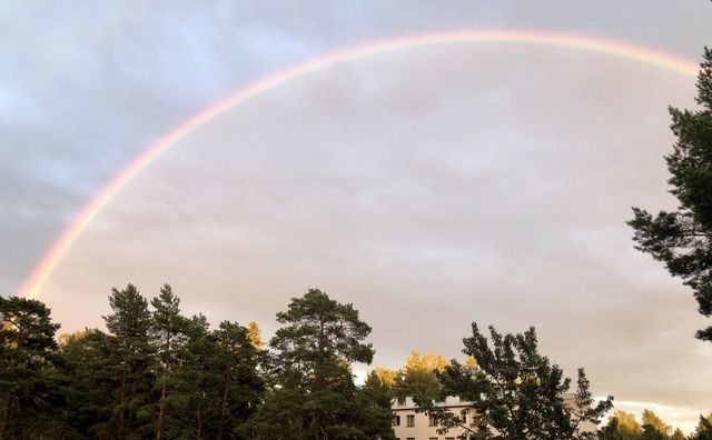 Full rainbow in the evening sky