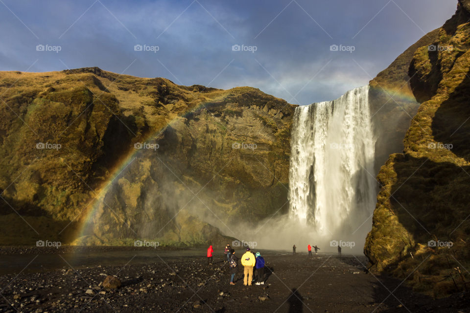 Rainbow in Skogafoss waterfall in Iceland