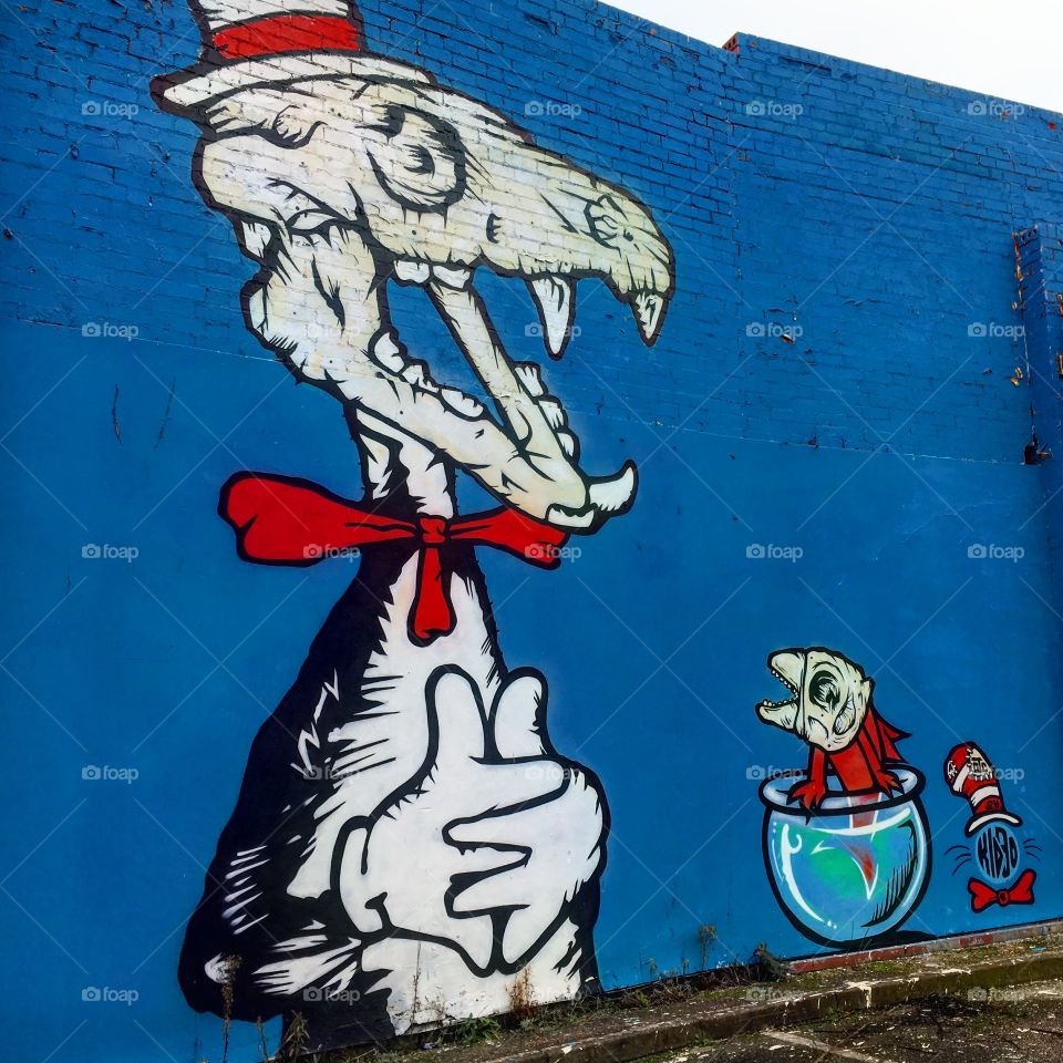 Graffiti street art in the city centre of birmingham 