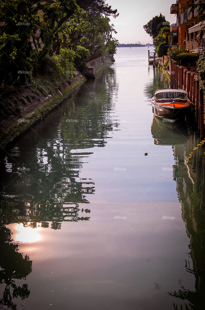 Parked rowboat in Venice