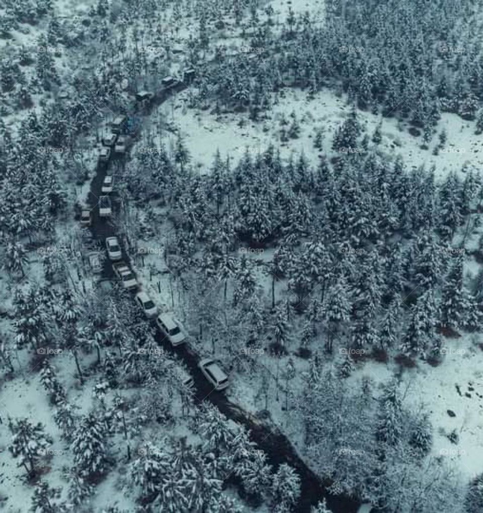 beautiful view snow falls