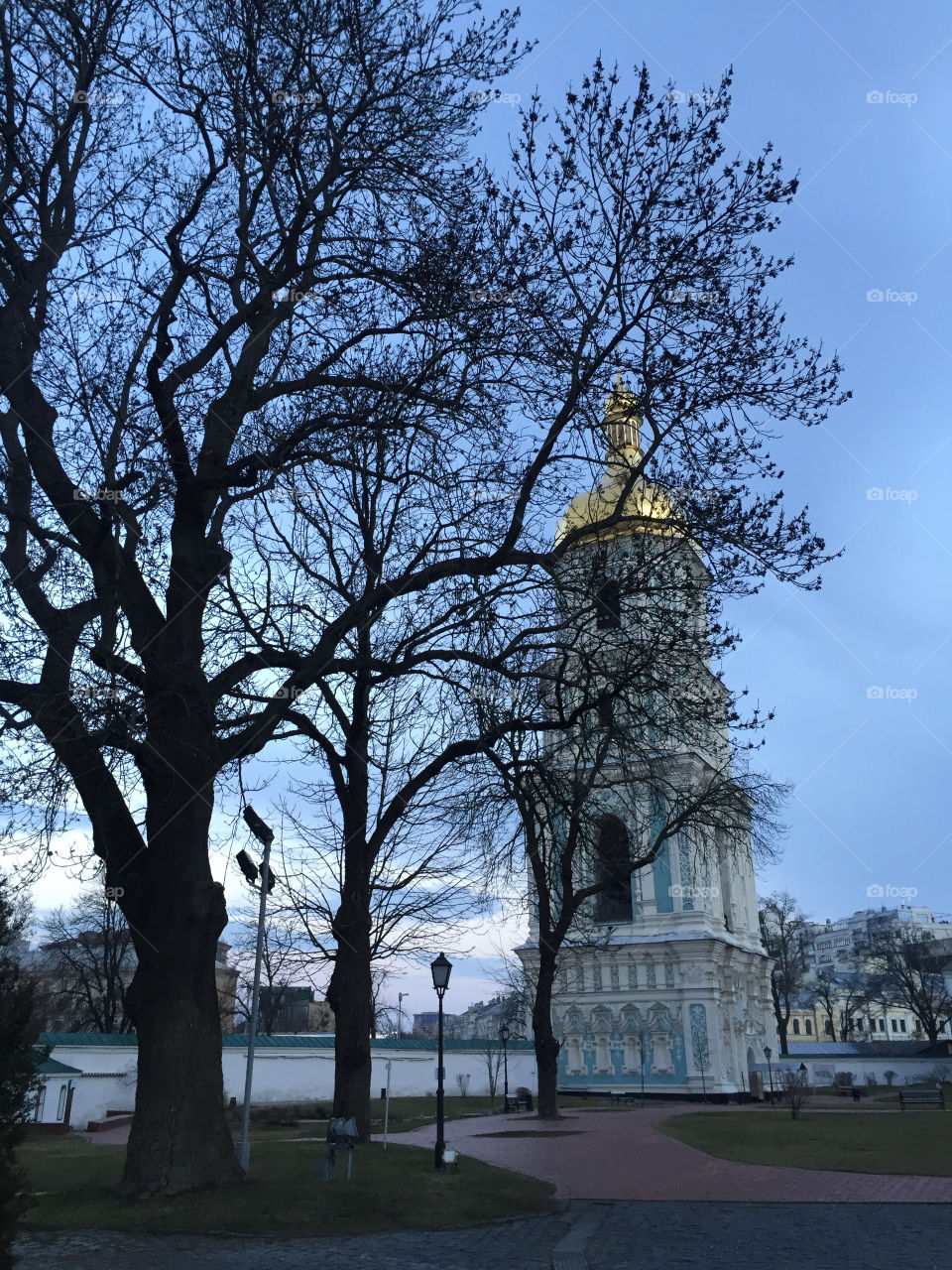 One of the most visited religious sights in Kyiv, Sofia Kyivska from inside court view