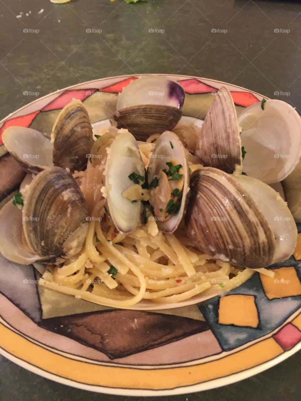 Clams in a wine sauce 