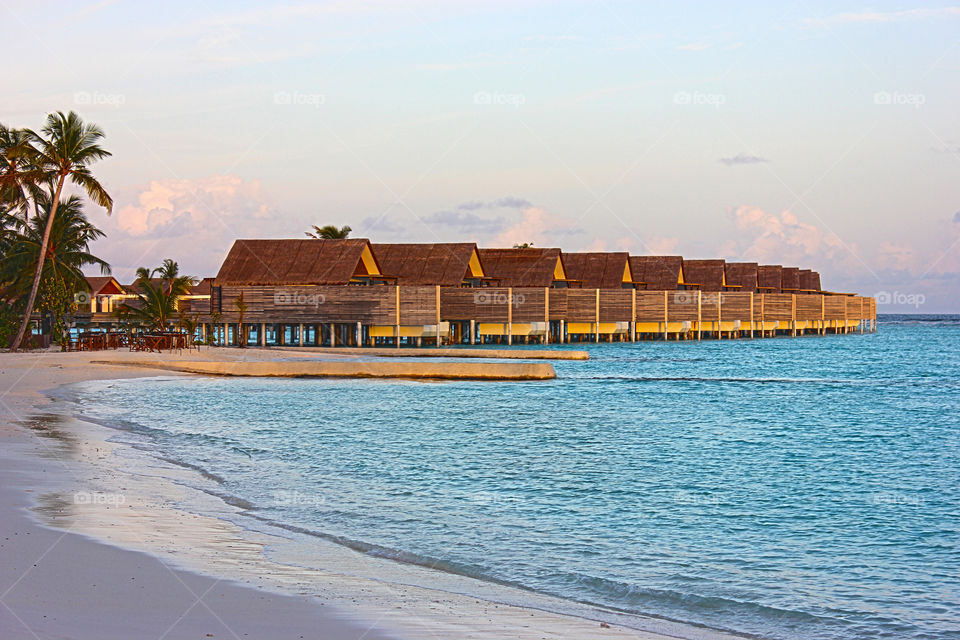 Resort beach villa. Maldives