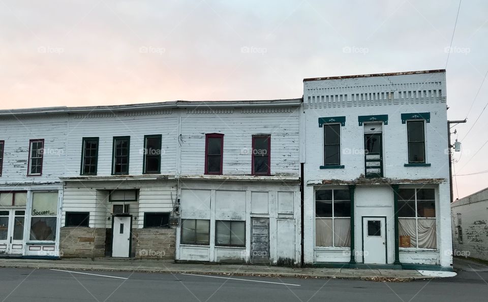 Old abandoned storefront in the village of Jenera Ohio 