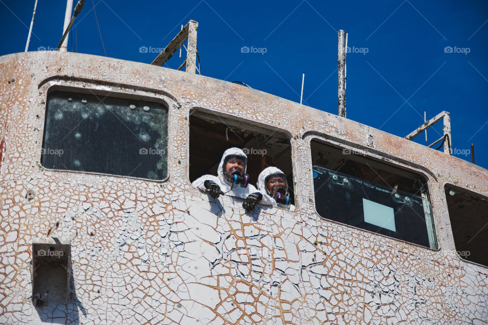 salvage workers hard at work