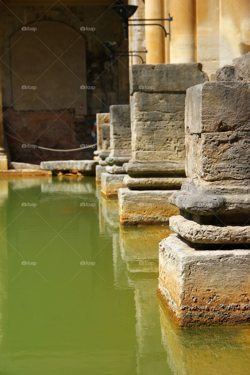 pillars in the water, roman baths