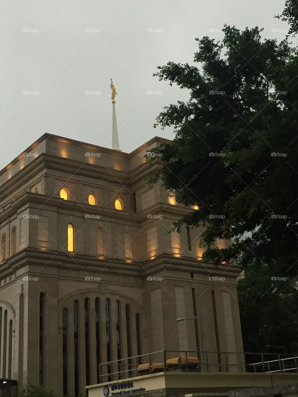 The Church Of Jesus Christ of Latter-Day Saints Holy Temple in Hong Kong China. Angel Moroni facing East, in The East. Culturally Known as The Mormon Church Worship Place. Copyright Chelsea Merkley Photography 2019. 