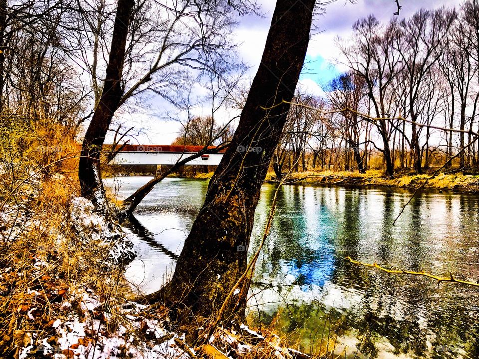 Covered bridge on the river