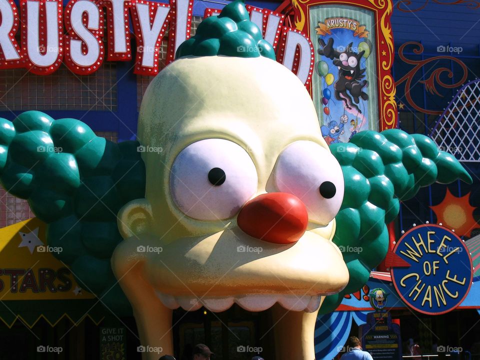 Krusty the Clown from The Simpsons ride at Universal Studios, Orlando Florida.