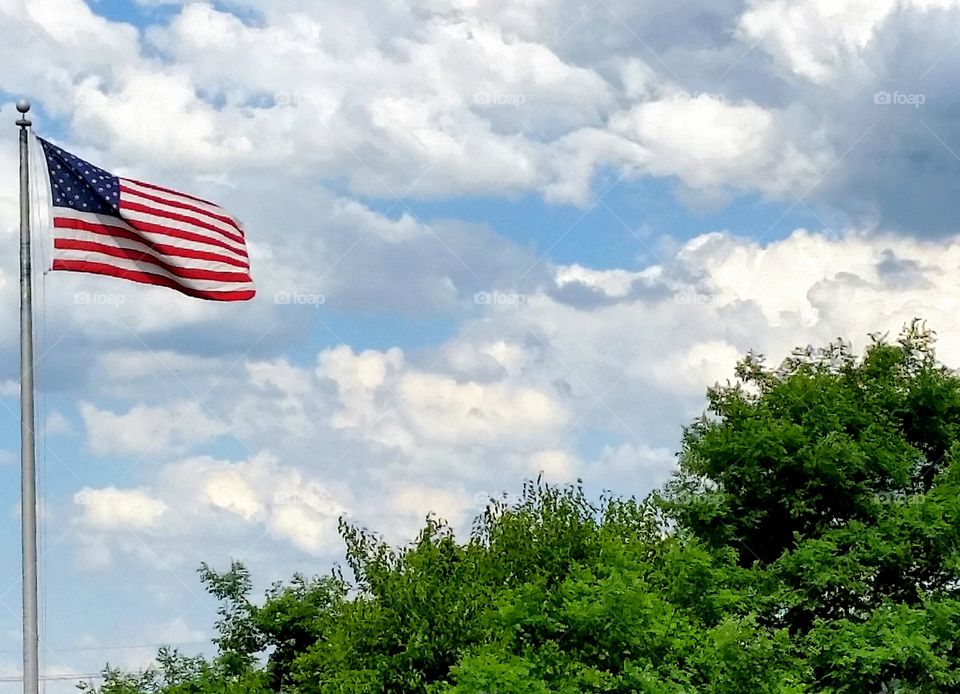 Old Glory in the Clouds