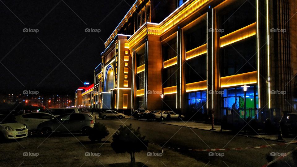 Illuminated beautiful building