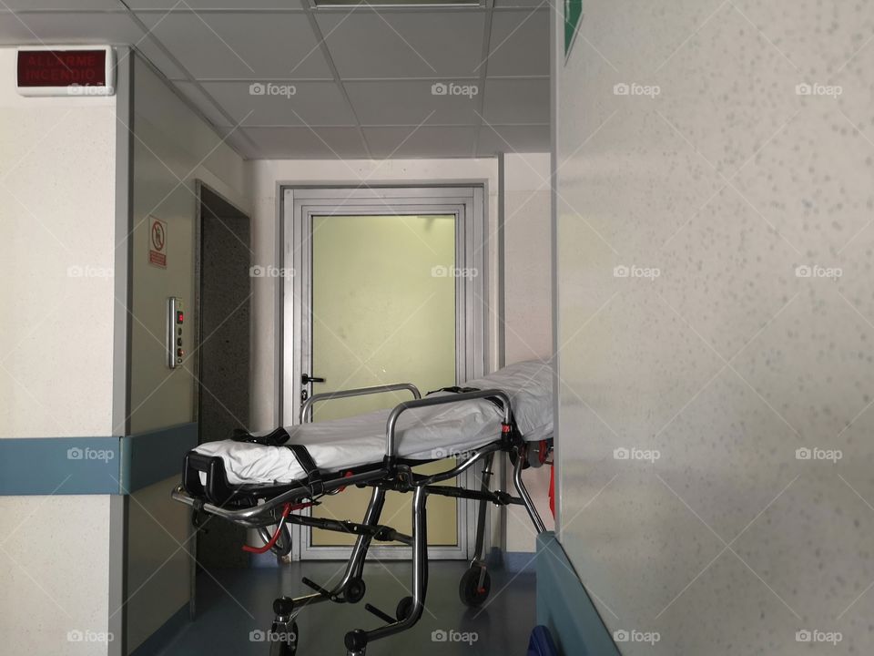 Empty hospital stretcher