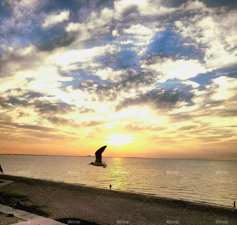 Sunrise over the Corpus Christi Bay.