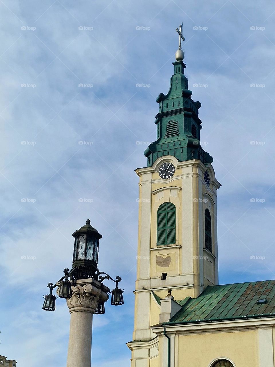 the tower of the Roman Catholic church in Oradea