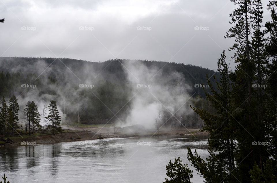 steam mist in Yellowstone